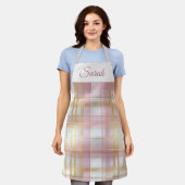 Pastel Pink & Gold Plaid Custom Name Kitchen Apron Schürze (Getragen)