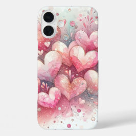 PASTEL PINK GRAU WHITE VALENTINE LIEBE HERZEN iPhone 16 PLUS HÜLLE