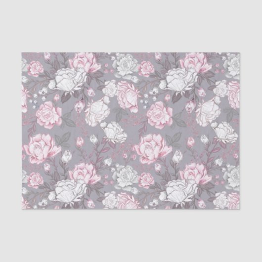 PASTEL PINK & GRAY BABY MÄDCHEN BLUME SEIDENPAPIER (Vorderseite)