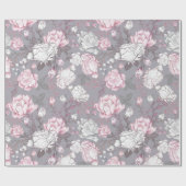 PASTEL PINK & GRAY CARNATIONS BLUME GESCHENKPAPIER (Flach)