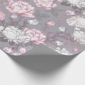 PASTEL PINK & GRAY CARNATIONS BLUME GESCHENKPAPIER (Ecke)