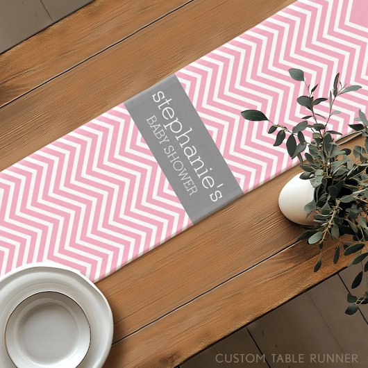 Pastel Pink & Gray Chevrons Baby Showkollektion Kurzer Tischläufer