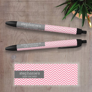 Pastel Pink & Gray Chevrons Babyduschkollektion Kugelschreiber