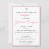 Pastel Pink & Gray Cross Watercolor Baptism Einladung (Vorderseite)