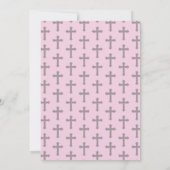 Pastel Pink & Gray Cross Watercolor Baptism Einladung (Rückseite)