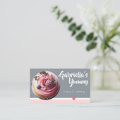Pastel Pink Gray Cupcake Kuchen Fotovorlage Sweet Visitenkarte (Stehend Vorderseite)