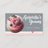 Pastel Pink Gray Cupcake Kuchen Fotovorlage Sweet Visitenkarte (Vorderseite)