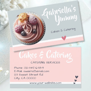 Pastel Pink Gray Cupcake Kuchen Fotovorlage Sweet Visitenkarte