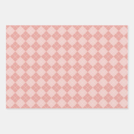 PASTEL PINK & GRAY HOLIDAY WINTER NORDIC PATTERNS GESCHENKPAPIER SET
