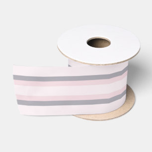 PASTEL PINK & GRAY STRIPES SATINBAND