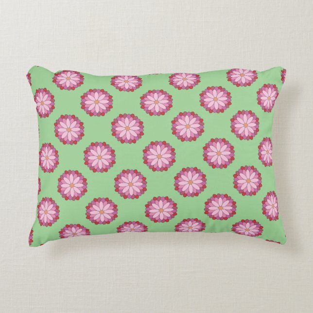 Pastel Pink Green Asian Medallion Floral Dekokissen (Vorderseite)