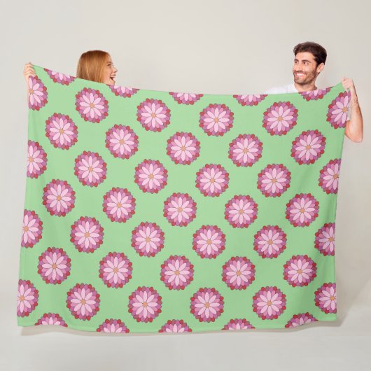 Pastel Pink Green Asian Medallion Floral Fleecedecke (Beispiel)