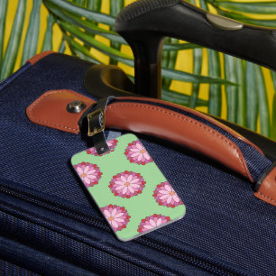 Pastel Pink Green Asian Medallion Floral Gepäckanhänger