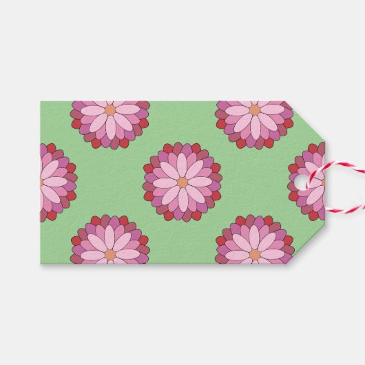 Pastel Pink Green Asian Medallion Floral Geschenkanhänger (Vorderseite (Horizontal))