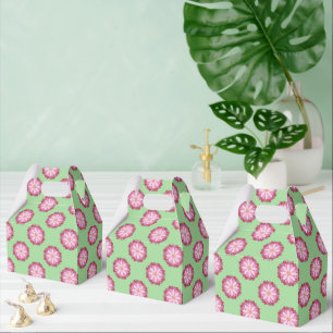Pastel Pink Green Asian Medallion Floral Geschenkschachtel