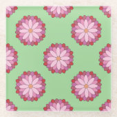Pastel Pink Green Asian Medallion Floral Glasuntersetzer (Vorderseite)