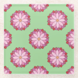 Pastel Pink Green Asian Medallion Floral Glasuntersetzer