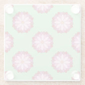 Pastel Pink Green Asian Medallion Floral Glasuntersetzer (Rückseite)