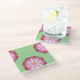 Pastel Pink Green Asian Medallion Floral Glasuntersetzer