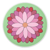 Pastel Pink Green Asian Medallion Floral Keramikknauf (Vorderseite)