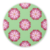 Pastel Pink Green Asian Medallion Floral Keramikknauf (Vorderseite)