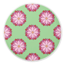 Pastel Pink Green Asian Medallion Floral