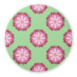 Pastel Pink Green Asian Medallion Floral Keramikknauf