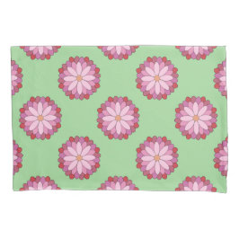 Pastel Pink Green Asian Medallion Floral Kissenbezug