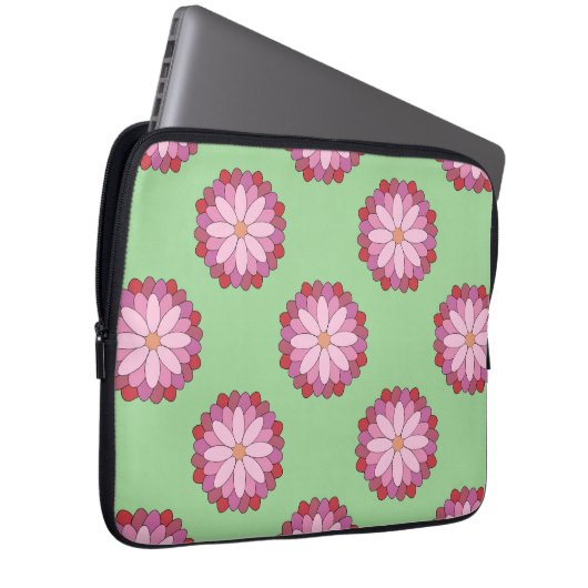 Pastel Pink Green Asian Medallion Floral Laptopschutzhülle (Vorne Rechts)