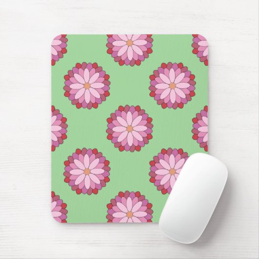 Pastel Pink Green Asian Medallion Floral Mousepad (Mit Mouse)