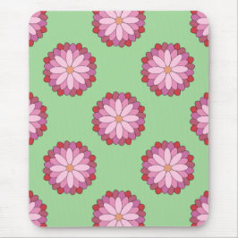 Pastel Pink Green Asian Medallion Floral Mousepad