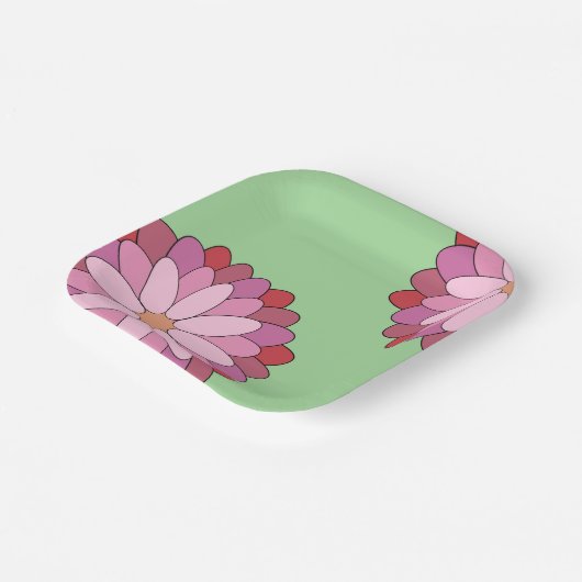 Pastel Pink Green Asian Medallion Floral Pappteller (Gewinkelt)