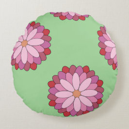 Pastel Pink Green Asian Medallion Floral Rundes Kissen