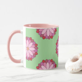 Pastel Pink Green Asian Medallion Floral Tasse