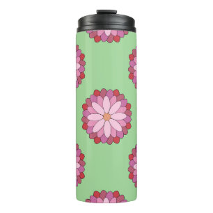 Pastel Pink Green Asian Medallion Floral Thermosbecher
