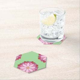 Pastel Pink Green Asian Medallion Floral Untersetzer