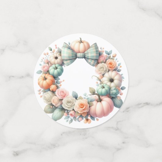 PASTEL PINK & GREEN FALL PUMPKINS & BLUME KONFETTI (Klein Vorderseite)