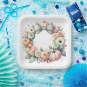 PASTEL PINK & GREEN FALL PUMPKINS & BLUME PAPPTELLER (Party)