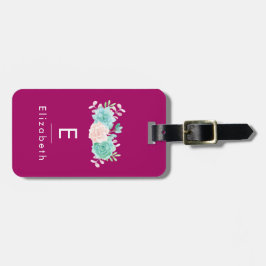 Pastel Pink & Green Floral Bouquet auf der Magenta Gepäckanhänger