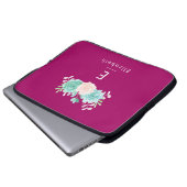 Pastel Pink & Green Floral Bouquet auf der Magenta Laptopschutzhülle (Vorne Knopf)