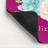 Pastel Pink & Green Floral Bouquet auf der Magenta Mousepad (Ecke)