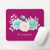 Pastel Pink & Green Floral Bouquet auf der Magenta Mousepad (Mit Mouse)