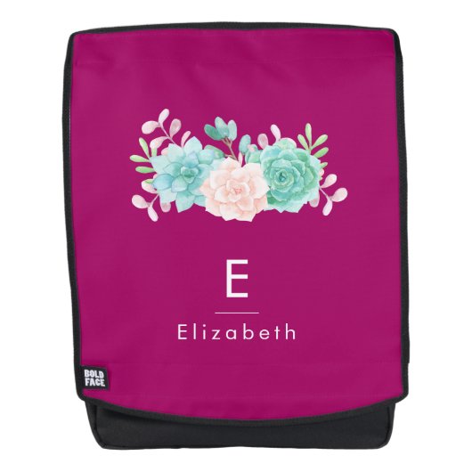 Pastel Pink & Green Floral Bouquet auf der Magenta Rucksack (Vorderseite)