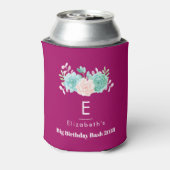 Pastel Pink & Green Floral Bouquet Geburtstag Dosenkühler (Kanne Rückseite)