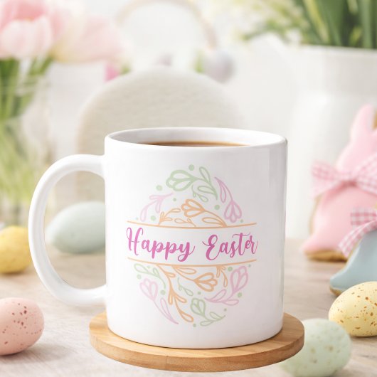 Pastel Pink Green Floral Easter Egg Happy Easter Kaffeetasse