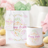 Pastel Pink Green Floral Easter Egg Happy Easter Kaffeetasse