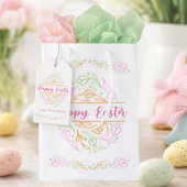 Pastel Pink Green Floral Easter Egg Happy Easter Mittlere Geschenktüte