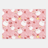 Pastel Pink Green Tree Santa Snowflakes Weihnachte Geschenkpapier Set (Vorderseite 3)