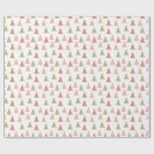 Pastel Pink & Green Weihnachtsbaumen Einfache Feri Geschenkpapier (Flach)