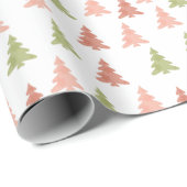 Pastel Pink & Green Weihnachtsbaumen Einfache Feri Geschenkpapier (Rolleneckpunkt)